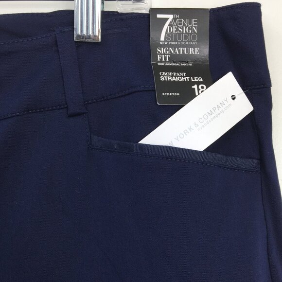New York & Co 7th Avenue Design Studios Signature Fit Crop Navy Dress pant Sz 18 - Picture 3 of 7